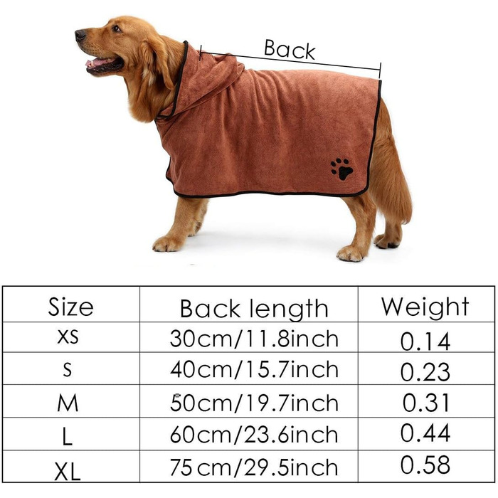 Рушник для собак Petcute, мікрофібра, швидко сохне, вбираючий, комфортний, з регульованими лямками, для собак та котів (M, Cappuccino)