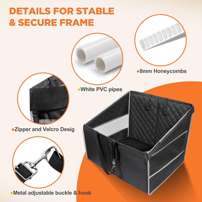 Крісло для собак Gimars - міцне, водонепроникне, для великих та середніх собак, з ременями безпеки та сітчастими вікнами