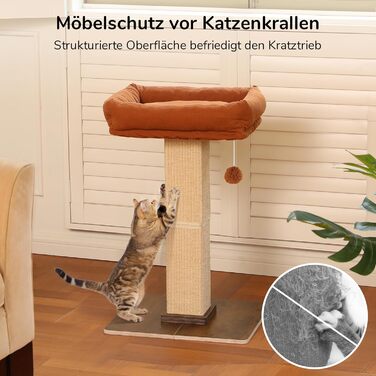 Високий котячий будиночок FUKUMARU з платформою 46x36 см, з натурального сизалю та масивного дерева. XL