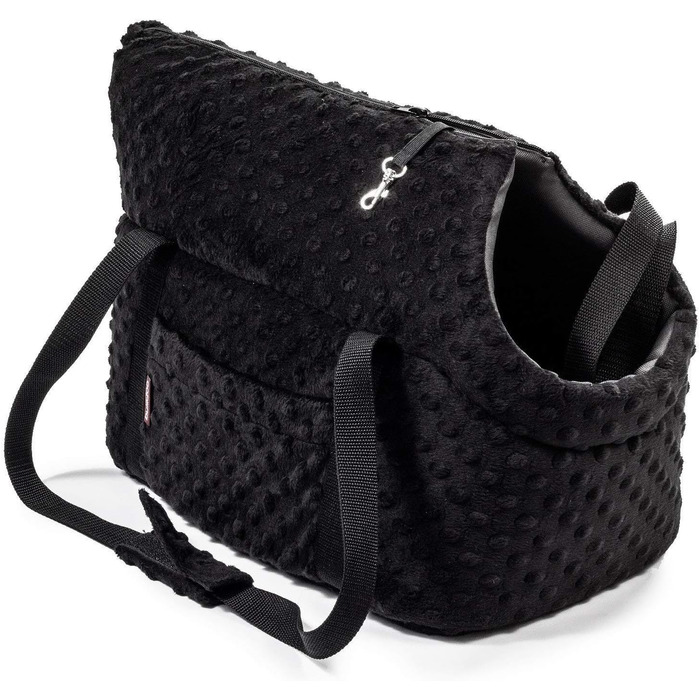 Сумка-переноска для собак та котів чорного кольору (Minky), L (15 кг) - 42 x 29 x 33 см