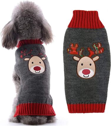 Стильний новорічний светр для собак та котів з оленем (сірий, XXL)