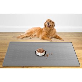 Силіконовий килимок для собак та котів, великий розмір 121.9 x 81.3 см, з високими бортиками, неслизький, вологостійкий, легко миється, сірий