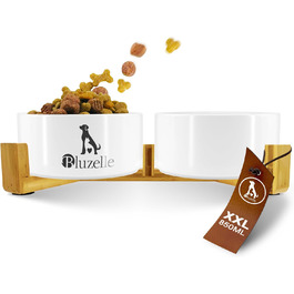 Набір мисок для собак та котів Bluzelle Balance Bowl XXL (2 шт, 850 мл) з кераміки та бамбука, антиковзні, для сухого та вологого корму, білий