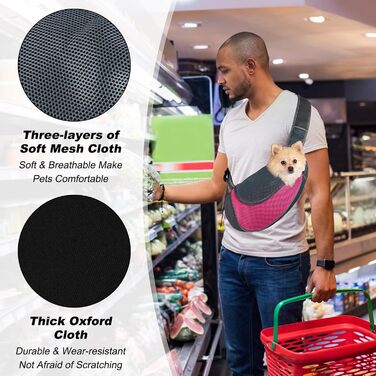 Тканинна переноска для собак, сумочка для маленьких собак, переноска для тварин з дихаючою тканиною, переноска для собак та котів до 6 кг, ідеальна для прогулянок на вулиці (магента)