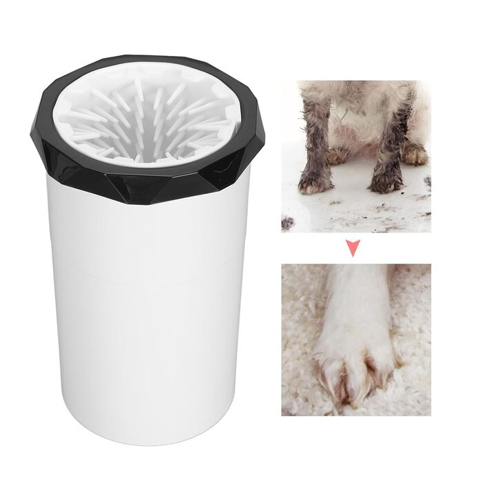 Автоматичний очищувач лап для собак, електричний, з силіконовими щетинками, портативний, біло-блакитний/чорно-білий