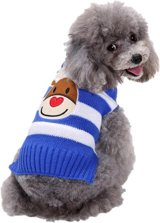 Пуловер для собак на Різдво, кумедний різдвяний пуловер для собак з мультяшним оленем, Сантою та сніжинками, теплий в'язаний пуловер для собак маленьких, середніх та великих, XXS- (110-Green, ) 110-Зелений (M, 13-Blue)