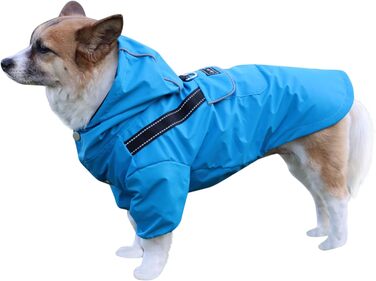 Регенковий плащ JoyDaog для дрібних собак з капюшоном, водонепроникна куртка для собак, плащ для цуценят з кишенями, блакитний, XS X-Small