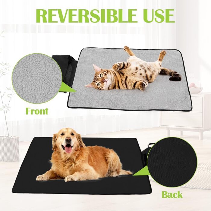 Водонепроникний килимок для собак та котів 100x70 см (Чорний) - м'який, зносостійкий, для подорожей