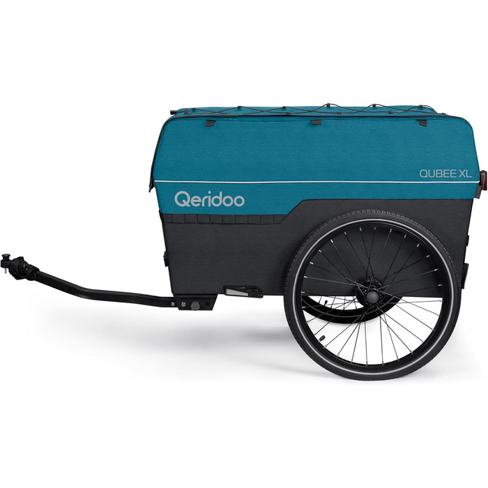 Qeridoo Qubee XL Petrol: Складаний вантажний причіп з об'ємом 220л та швидкою з'єднювальною рамою | Причіп для велосипеда & візок-валіза з повітряними шинами | Аксесуари для велосипеда | Велосипедний причіп