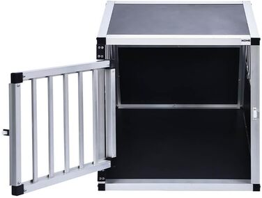 Транспортна переноска для собак Home Deluxe SKITO - M, 69x54x50 см, Алюміній/MDF, Срібно-чорний