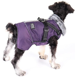 Зимові куртки для собак, жилети для собак з шлейкою, тепла куртка для собак, зимові куртки для собак для маленьких, середніх та великих собак (фіолетовий, S)