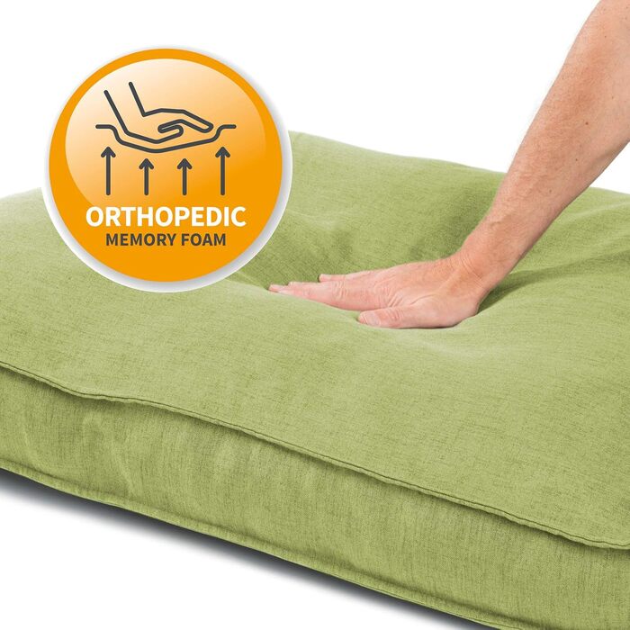 JAMAXX Преміум подушка для собак ортопедична з піною з пам'яті, чохол з льону, що стирається, захист від вологи, м'яка та затишна, віскоеластична наповнювач, собаче ліжко PDB1005 (S) 65x50 (65x50 (S), лайм)
