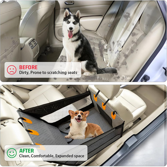 Надійний автокрісло для собак: водонепроникне, антиковзаюче, з 3 ременями, для середніх та великих собак