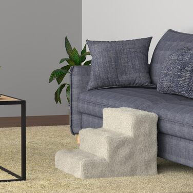 Сходинка для собак та котів Juskys - 3 сходинки, плюшевий знімний чохол, для ліжка, дивану, авто (Бежевий)