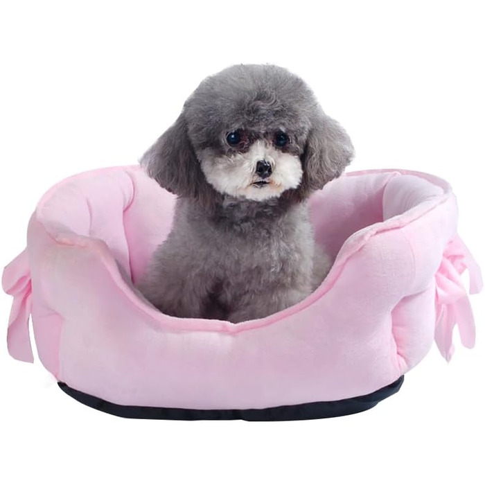 М'яке ліжко для собак M&Catree - корзина з плюшу, антиковзаюча, для маленьких та середніх собак, рожева, L (38 x 48 x 18 см)