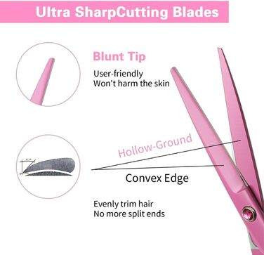 Набір професійних ножиць для собак 6.7 дюймів, рожевий. Ножиці для грумінгу, моделювання та стрижки шерсті собак та котів