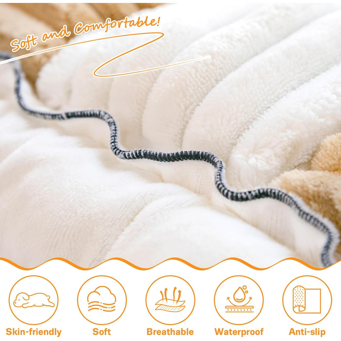 Незнімний чохол на автокрісло для собак, ворсистий килимок для домашніх тварин на заднє сидіння, водонепроникний та стійкий до подряпин килимок для подорожей, м'який захист для автомобілів, вантажівок та позашляховиків (63 x 138 см), в клітинку, світло-ко