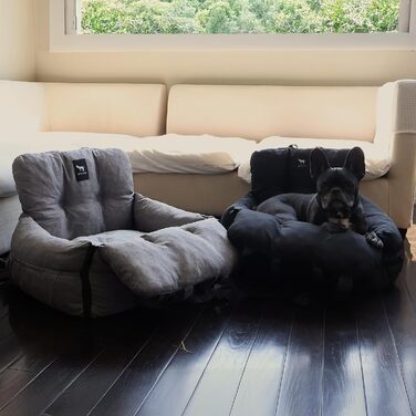 Автокрісло для собак JACKO & CO V2 Premium – підходить для малих та середніх тварин до 18 кг, з підстібкою та поворотком, сіре