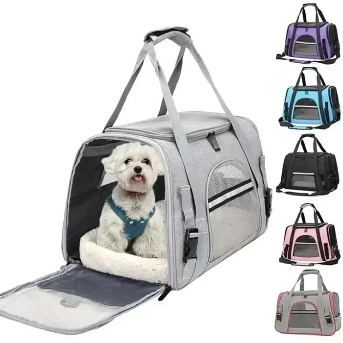 Автомобільний лежак для собак, переноска-рюкзак для тварин з м'яким бавовняним матрацом, безпечна для подорожей, сітчаста переноска для собак (Blue)