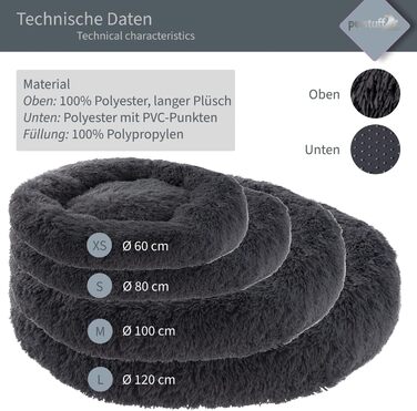 Кругле собаче ліжко з антиковзким покриттям, колір та розмір на вибір, діаметр 120 см, темно-сірий