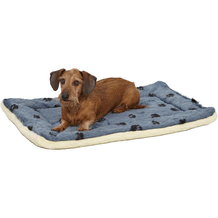 Крісло-ліжко для собак Midwest Homes for Pets QuietTime - блакитне/кремове, 69x53x8 см, для середніх собак, м'яке, з штучним хутром та флісом, машинного прання