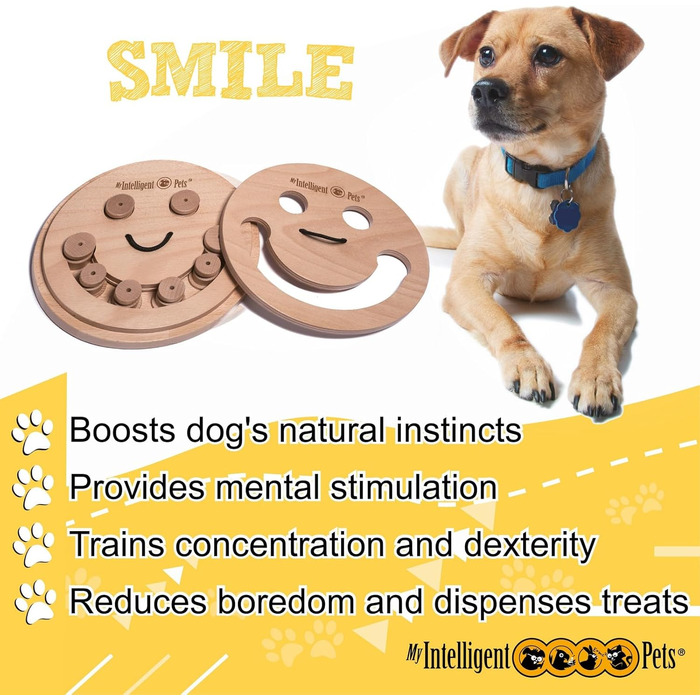 Інтерактивна дерев'яна іграшка для собак Smile – розвиваюча іграшка для домашніх тварин