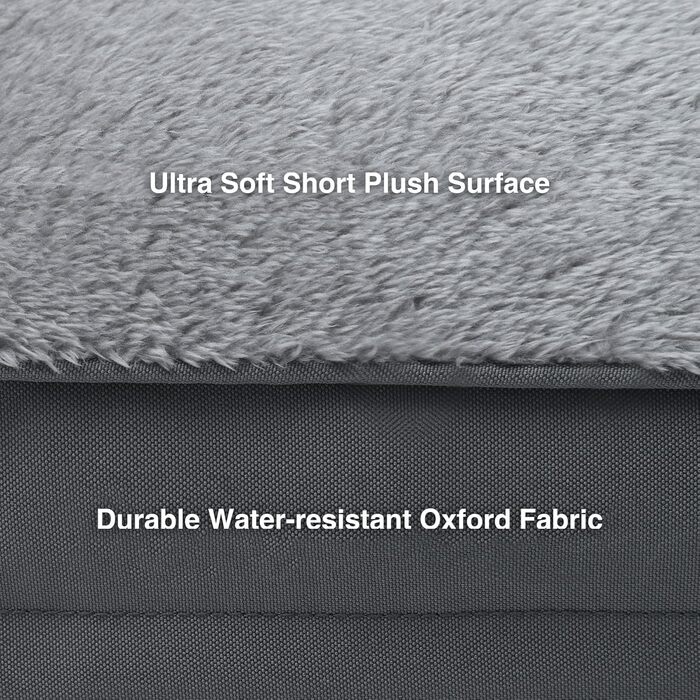 Водонепроникне ліжко для собак Deluxe з плюшем, знімний, пральний чохол, антиковзаюча підкладка, 58,4 x 43,2 см, сірий колір