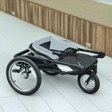 Візок для собак PawHut 3-колісний, сірий, складний, до 40 кг, з подушкою та безпековою лійною