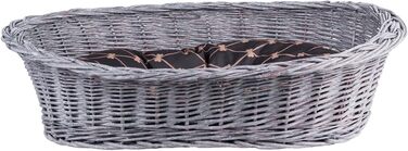 Плетенний корзинка для собак та котів з подушкою, 95x72x27 см (сірий/чорний)