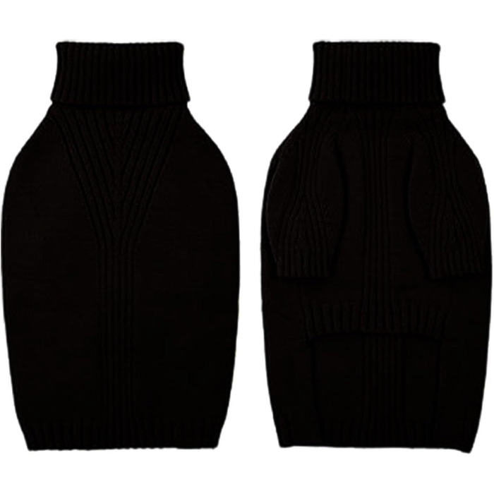 Теплий в'язаний пуловер для великих собак, термо-пуловер, святковий пуловер, ролkragen для великих собак, чорний. Підходить для хлопчиків та дівчаток.