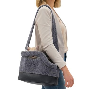 Транспортна сумка для маленьких собак - 600 г, сумка-холодильник для тварин, сумка-переноска з регульованим плечовим ременем, безпечний супутник, легкий захист на зиму | сіра