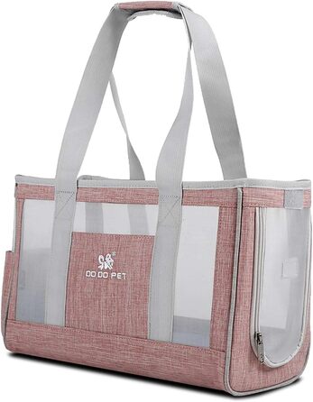 PETCUTE Сумка-переноска для собак і котів з знімною підстилкою, безпечний поводок, дихаюча переноска для котів та маленьких собак, схвалена авіакомпаніями (S, Рожевий)