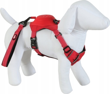 Шлейка для собак (розмір L), червона, з інтегрованою ручкою-поводцем + ласощі з лосося