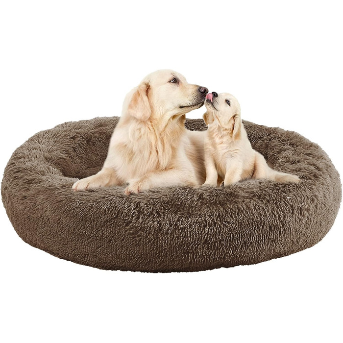 Кругле ліжко для собак та котів Nisrada, 80 см, XL, хакі, м'яке, миється, з неслизьким дном