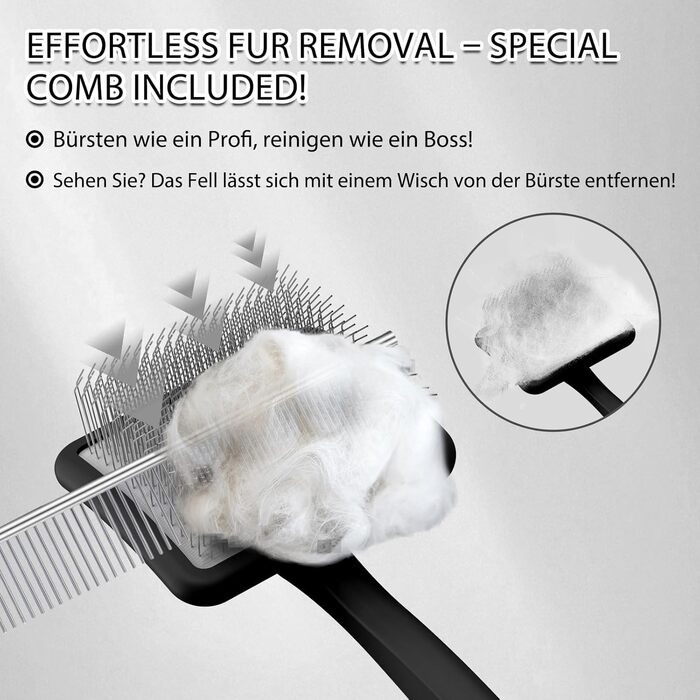 Набір щіток та гребінців Slicker для великих собак з довгою шерстю – щітка для розплутування з пінами 22 мм для Голден Ретріверів, Пуделів, Дудлів та котів – професійний догляд за шерстю з дерев'яною ручкою та шкіряним еталожем (Чорний)
