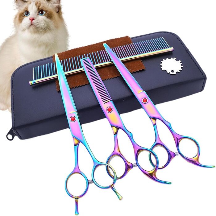 Набір для стрижки собак: професійний набір з 7 предметів з нержавіючої сталі | Стрижка собак та інших домашніх тварин