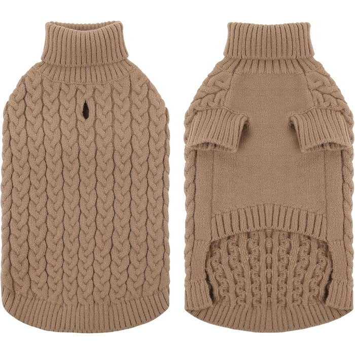 Пуловер для собак SAWMONG, теплий пуловер для великих собак, для дівчаток та хлопчиків, з коміром-горловиною, в'язаний, тепла одяг для домашніх тварин (Зелений, розмір XXL, Хакі)