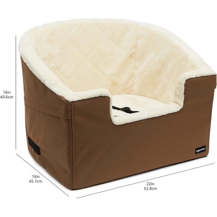 Підвищений автокрісло для тварин Amazon Basics, велике, 45,7 x 55,8 x 40,6 см (світло-коричневе)