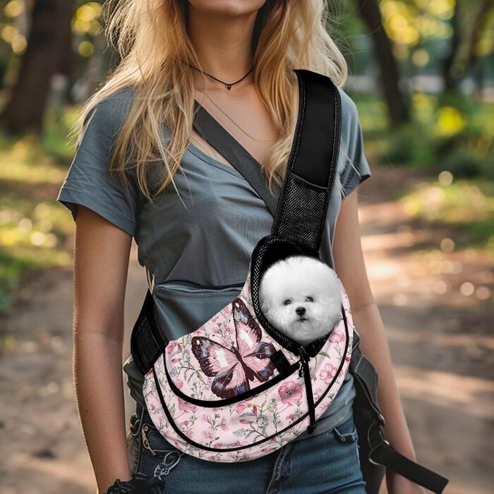 Сумка-переноска для собак COEQINE, рожева, зірки, квіти, для подорожей, зручна, з регульованим ремінцем, для маленьких собак