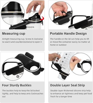 Контейнер для корму для собак, 3L/5L, BPA-free, з мірним стаканчиком та зручним ручним дозатором, зелений (Schwarzes Pet)