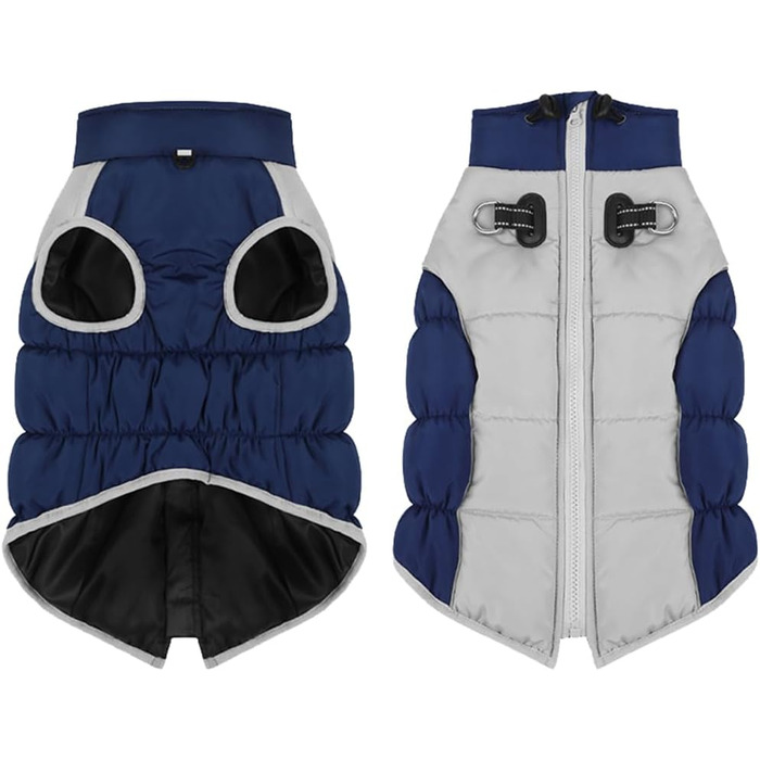 Водонепроникна куртка для собак на зиму - тепла та вітронепроникна. Підходить для малих та середніх собак. З D-рингом та світловідбиваючими елементами (Navy, 3XL)
