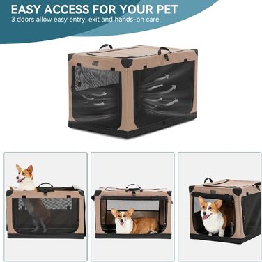 Транспортна переноска для собак Petsfit, складана, для дому, велика, середня, маленька, бежева (Khaki) M
