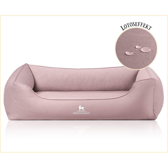 Ортопедичне собаче ліжко Knuffelwuff Oliver, M-L: м'яке, водонепроникне, з ефектом замші, з піною з пам'яті, для собак маленьких та великих розмірів (120 x 85 x 25 см, Рожевий)