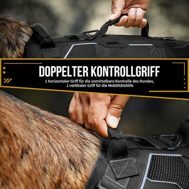 Шлея для собак OneTigris AIRE Armor Mesh, регульована, з 2 ручками, 3 D-кільцями, не тягне, світловідбивна, дихаюча, для великих і середніх собак, чорна, розмір L