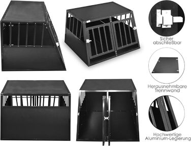 Алюмінієва переносна коробка для собак Defacto – міцна переноска для тварин, 89x69x50 см (Чорний)