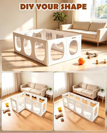 Акриловий манеж для цуценят з дверцятами 50x60 см, прозорий, 150L x 60H см. Легкий монтаж, антиковзні присоски. Для собак дрібних та середніх порід.