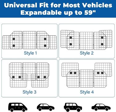 Бар'єр для собак OUSHENG в SUV: регульована перегородка для автомобіля, сітка, чорний колір