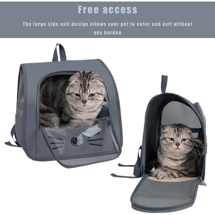 Сумка-переноска для котів та дрібних тварин, рюкзак-переноска з сіткою, сірий колір