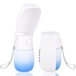 Турбувальна пляшка для води для собак і котів JOPHEK 300мл з фільтром з активованого вугілля, блакитно-біла, для прогулянок, подорожей та кемпінгу