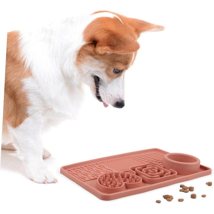 Килимок для годування собак та котів з присосками, нековзний, для повільного годування, рожевий, велика місткість
